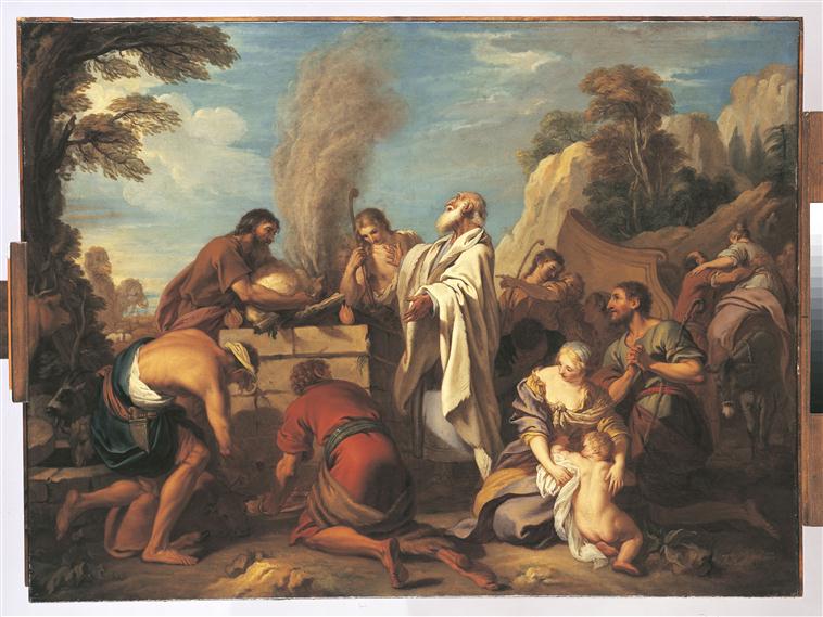 Manué offre un sacrifice au Seigneur pour obtenir un fils, qui fut Samson, Charles Natoire, 1721