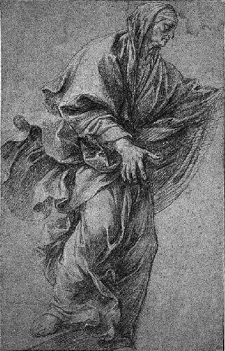 Femme drapée debout vue de profil_0