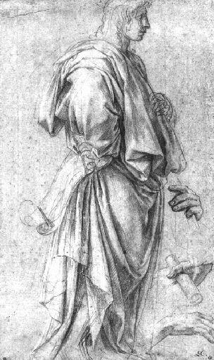 Jeune homme tenant un rouleau déployé, Eustache Lesueur, 17e siècle