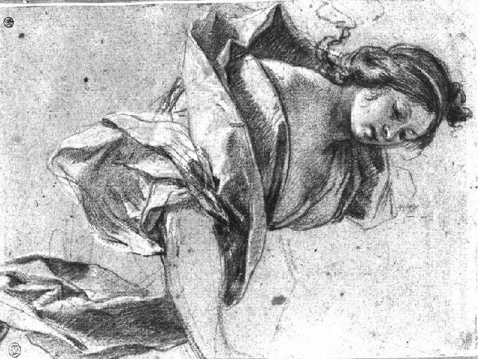Etude de femme drapée, en buste_0