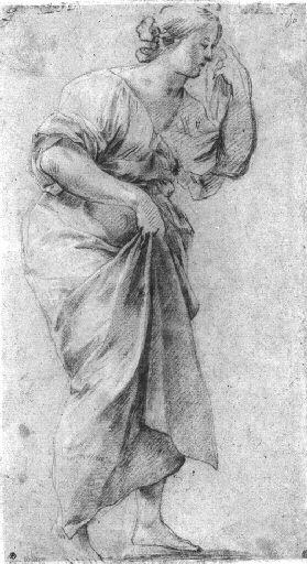 Etude femme debout, de profil à droite ; Femme drapée vue en pied inclinée vers la gauche (verso)_1