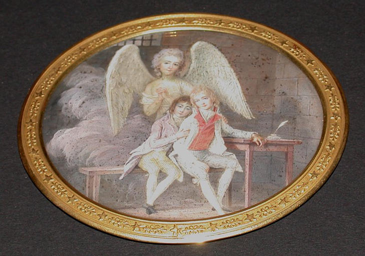 Antoine-Philippe d'Orléans duc de Montpensier (1775-1807) et Louis-Charles d'Orléans, comte de Beaujolais (1779-1808), en 1793, détenus à la prison du Fort Saint-Jean à Marseille, avec Bathilde d'Orléans, duchesse de Bourbon (1750-1822), leur tante, sous les traits de leur ange gardien_0