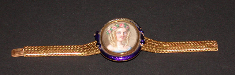 Marie-Caroline de Salerne, duchesse d'Aumale (1822-1869), en robe bleue avec une couronne de fleurs dans les cheveux_0