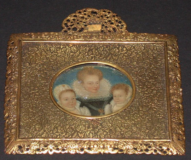 Gabrielle d'Estrées (1571-1599) et ses fils César duc de Vendôme, et Alexandre, grand-prieur de France, ou sa fille Catherine-Henriette, depuis duchesse d'Elbeuf (miniature autrefois dite Henriette d'Entragues et ses fils)_0