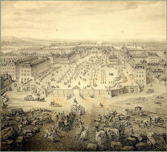Vue générale de Versailles du côté de la Place d'Armes vers 1722, Pierre Denis Martin, 19e siècle