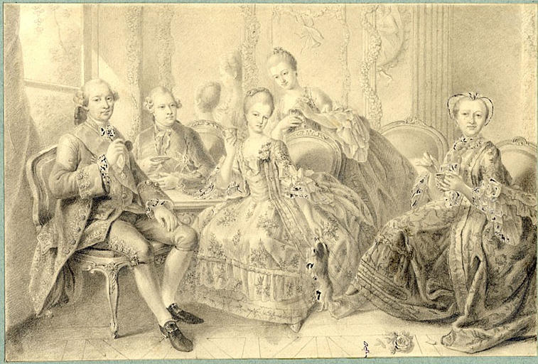 Versailles, Le duc de Penthièvre, la duchesse, le prince et la princesse de Lamballe, la comtesse de Toulouse, Louise-Adélaïde de Bourbon-Condé (ou Mlle de Penthièvre ? )_0