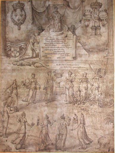 CHARLES IX SUR SON TRONE AVEC DES ALLEGORIES FEMININES_0