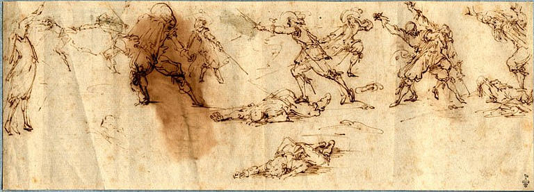 Etudes. Combats à l'épée et au poignard (recto) ; Etudes, ange, etc (verso)_0