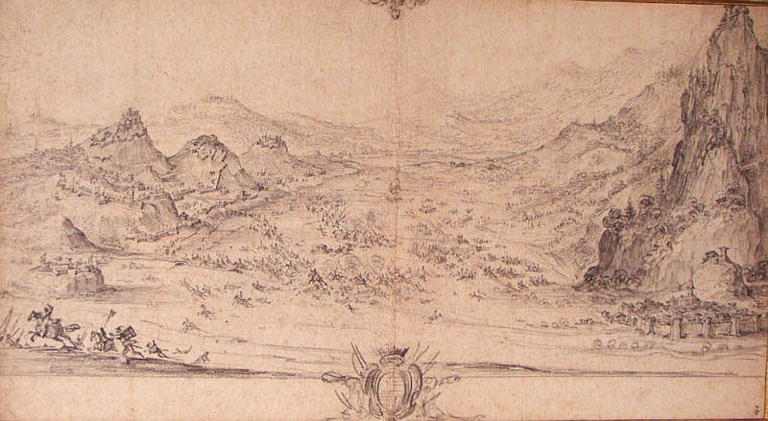 Combat de Veillane près de Turin, 10 juillet 1630, étude pour la gravure._0