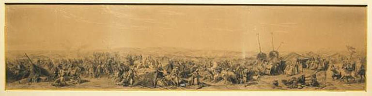 Prise de la Smalah d'Abd-el-Kader par le duc d'Aumale en 1843, copie du tableau de Horace Vernet exposé au Salon de 1845, Edouard Girardet, 1846