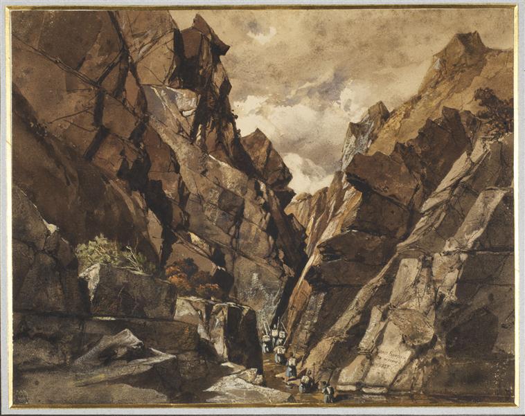 Passage des Portes de Fer, fond du ravin, 1839, Adrien Dauzats, 1839