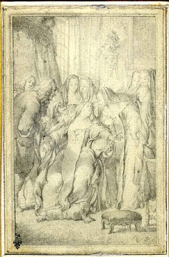 82 dessins montés dans 21 cartons destinés aux Contes de La Fontaine et reproduits dans l'édition dite des Fermiers généraux, publiée sous la date de 1762. Un des dessins, La Courtisane amoureuse, est daté 1763_2