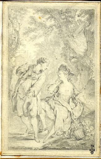 82 dessins montés dans 21 cartons destinés aux Contes de La Fontaine et reproduits dans l'édition dite des Fermiers généraux, publiée sous la date de 1762. Un des dessins, La Courtisane amoureuse, est daté 1763_6