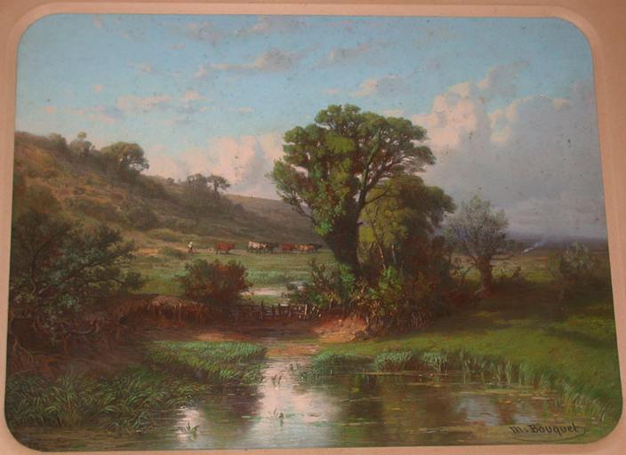 PAYSAGE AVEC UN TROUPEAU DE VACHES, Michel Bouquet, 19e siècle