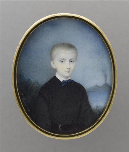 Henri d'Orléans, duc d'Aumale (1822-1897), enfant, à l'âge de neuf ans, avec le Vésuve en éruption dans le fond_0