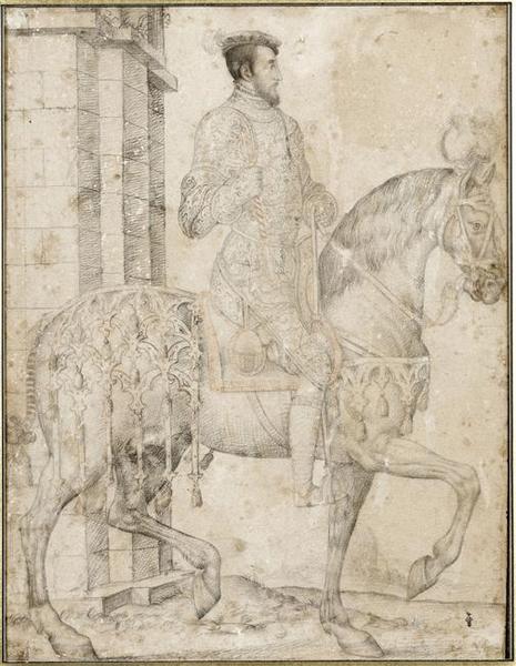 Henri II (1519-1559) à cheval, de profil, allant vers la droite_0