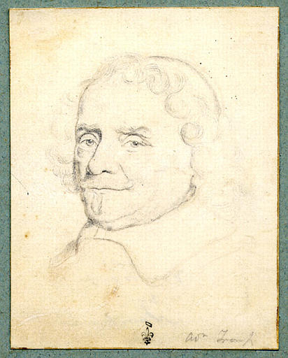 Portrait d'homme tourné à droite avec calotte et cheveux ondulés_0