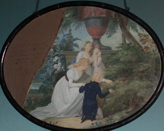 Une mère et ses trois enfants trouvant un nid d'oiseaux : Marie-Caroline-Louise d'Autriche reine de Naples (1752-1814), avec ses enfants la future reine Marie-Amélie (1782-1866) , le prince Léopold de Salerne (1790-1851) et la princesse des Asturies_0