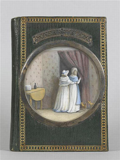 Intérieur de la salle à manger de Mme la duchesse d'Orléans à Sarria (Espagne) durant son exil de 1792 à 1814, Mme de Chastellux entoure de son bras Mme la duchesse d'Orléans (recto) ; Arrivée du comte Alfred de Chastellux auprès de sa mère à Sarria (verso)_0