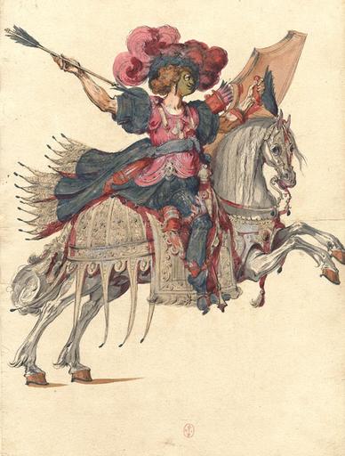 CARROUSEL DE LOUIS XIV : 23 FEUILLES DE DESSINS PREPARATOIRES A DES COSTUMES_0