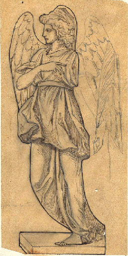 Ange sur un piédestal tenant une palme, Edmond Lechevallier-Chevignard, 1882