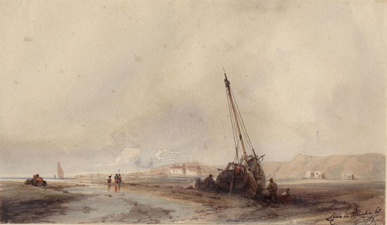 BARQUE DE PECHEURS ECHOUEE SUR LA PLAGE, 1865_0