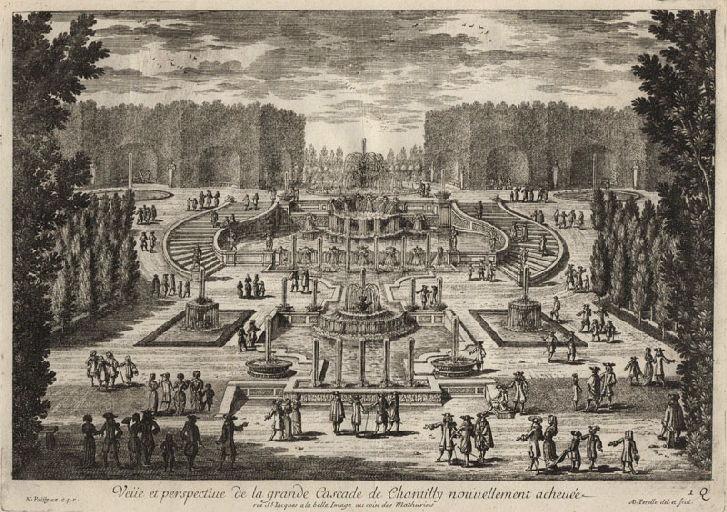 Veue et perspective de la grande cascade de Chantilly nouvellement achevée_0