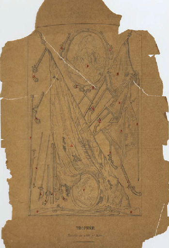 Dessin préparatoire. Trophée de la galerie des Batailles de Chantilly._0