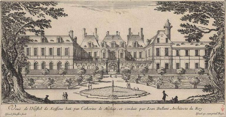 Veuë de l'Hostel de Soissons bati par Catherine de Medicis, et conduit pas Jean Bullant architecte du Roy_0