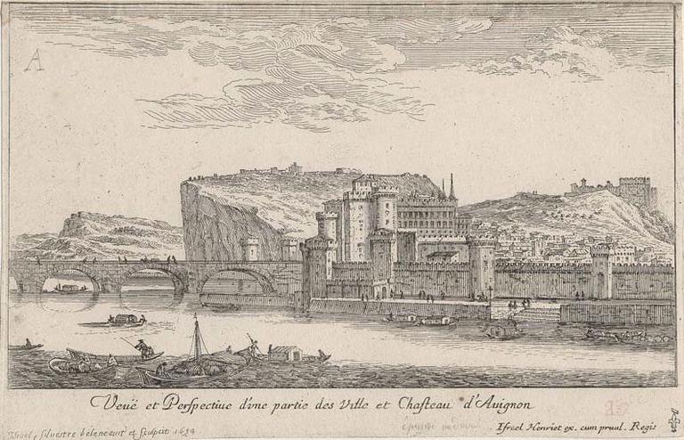 Veuë et Perspective d'une partie des ville et chasteau d'Avignon_0