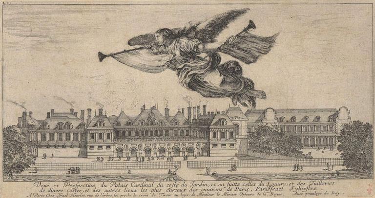 Veuë et Perspective du Palais Cardinal du costé du Jardin, et en suitte celles du Louvre, et des Tuilleries de divers costez, et des autres lieux les plus curieux des environs de Paris._0