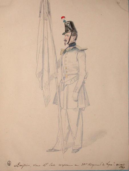 Patissier sous-lieutenant porte-drapeau au 33e régiment de ligne, 3e bataillon ; Siège de Rome de 1849 (en 3 tomes)_0