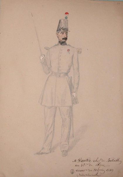 Mr Dantin, chef de bataillon au 32e de ligne, assaut du 21 juin 1849 (brèche de la courtine) ; Siège de Rome de 1849 (en 3 tomes), Denis-Auguste-Marie Raffet, 1849
