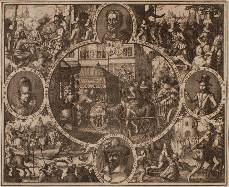 AFBEELDINGE VANDE DROEVIGEMOORT DES CONINGS VAN VRANC / RIICK ENDE DE SCHRICKELICKE STRAFFE DES MOORDENAERS. [L'assassinat d'Henri IV par Ravaillac 14 mai 1610]_0