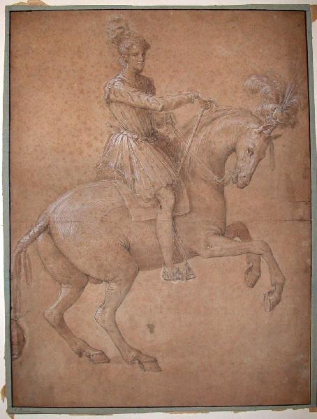 Henri III roi de France (1551-1589) ? ; Portrait équestre d'Hercule-François duc d'Alençon (1554-1584), Antoine Caron, 16e siècle