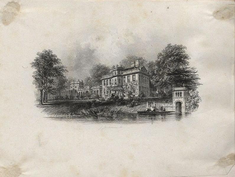 Gravure de Orléans House à Twickenham, propriété du duc d'Aumale (1851-1872) ; Petit album de photographies, reliure rouge_0