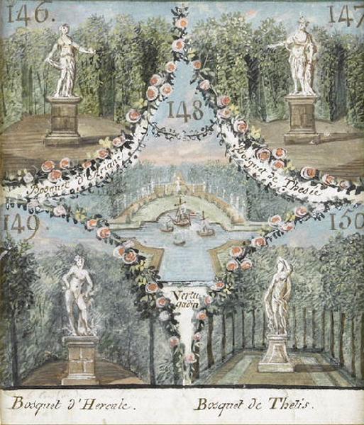 146. Bosquet d'Ariane / 147 Bosquet de Thésée / 148 Vertugadin / 149. Bosquet d'Hercule / 150. Bosquet de Thétis_0
