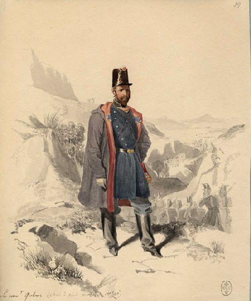 Afrique 1835-1845 (83) : Le commandant Grobon, chasseur à pied, Mouzaïa 1840, Félix Philippoteaux, 1840