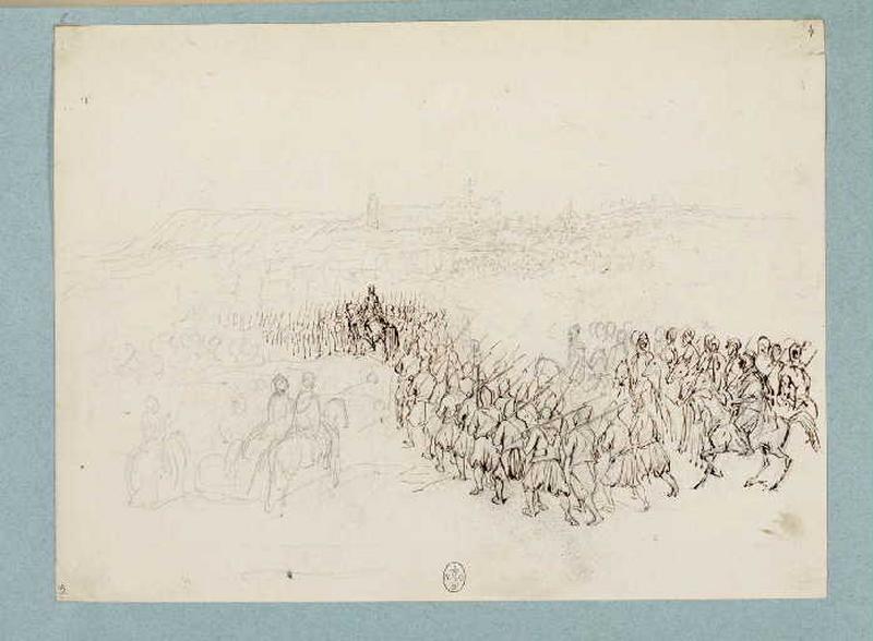 Algérie et camp de Compiègne (006) : Troupes devant Constantine ?, Denis-Auguste-Marie Raffet, 1840-1844