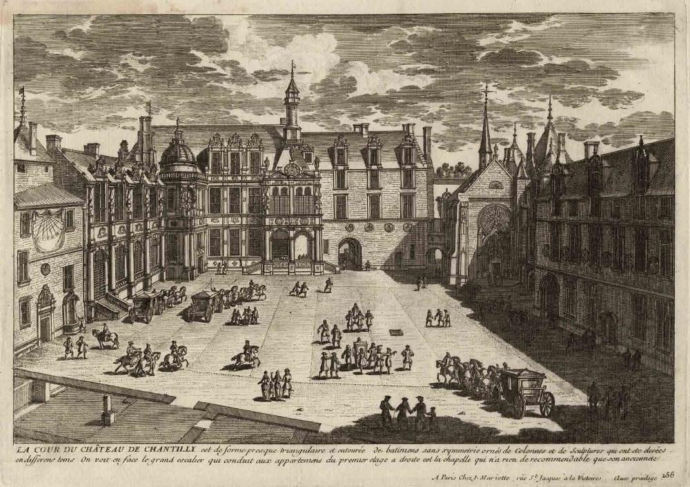 LA COUR DU CHATEAU DE CHANTILLY, Adam Perelle, 17e siècle