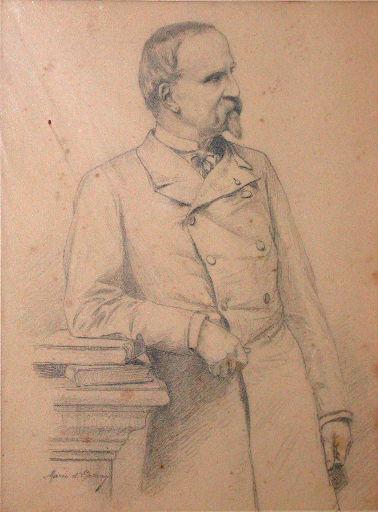 Henri d'Orléans duc d'Aumale (1822-1897), accoudé sur une pile de livres, Marie d' Épinay, 1886-1897