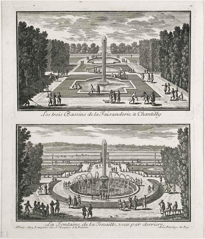 Les trois Bassins de la Faisanderie à Chantilly / La Fontaine de la Tenaille veüe par derriere_0