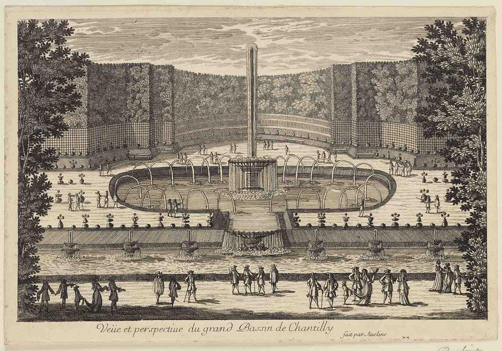Veüe et perspective du grand Bassin de Chantilly, Aveline, 17e siècle