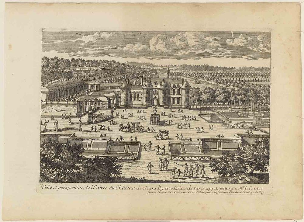 Veüe et perspective de l'Entrée du Château de Chantilly a 10 Lieües de Paris appartenant a Mr. le Prince, Pierre Aveline, 1689 vers