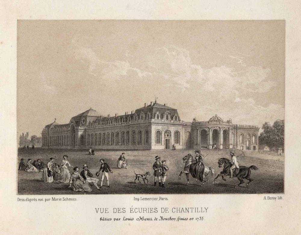 VUE DES ECURIES DE CHANTILLY / bâties par Louis Henri de Bourbon, finies en 1735, Auguste Victor Deroy, 1853
