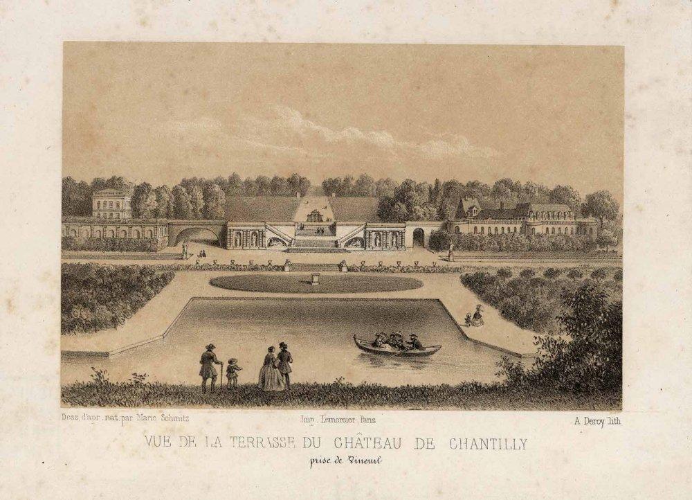VUE DE LA TERRASSE DU CHATEAU DE CHANTILLY / prise de Vineuil, Auguste Victor Deroy