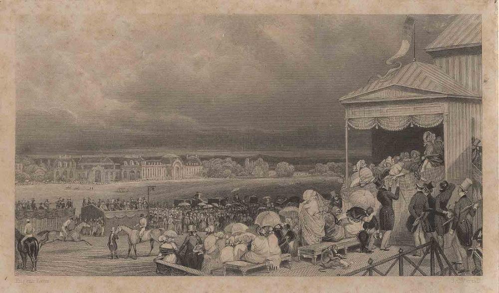 Vue du champ de courses et des écuries, depuis les tribunes, Эжен Луи Лами, 1820-1860