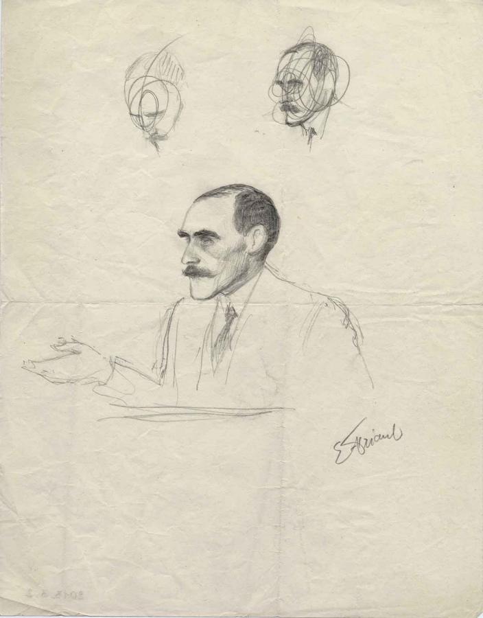 Triple étude pour le portrait de Paul Léon (Rueil-Malmaison, 1874-Chantilly, 1962), Emile Friant, 1ère moitié 20e siècle