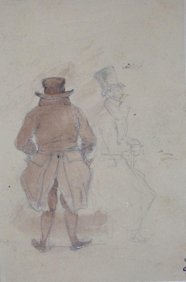 Un relais ; Album de dessins : Voyage en Angleterre, Quadrille de Marie Stuart et Camp de Lunéville, volume in-folio oblong, maroquin rouge., Эжен Луи Лами, 1827