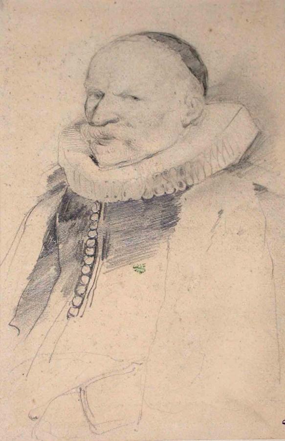 Portrait de Michel de Glarges ; Album de dessins : Voyage en Angleterre, Quadrille de Marie Stuart et Camp de Lunéville, volume in-folio oblong, maroquin rouge., Эжен Луи Лами
